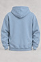 Oversize Minimalist Coffee Cup Printed Hooded Baby Blue Sweatshirt - 2
