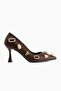 Rina Brown Pointed Toe Heeled Women's Shoes with Stone Accessories - 2