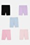 Kids Girl 5 Pcs Solid Basic Shorts, Multicolor - 2