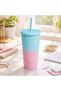 Plastic Cup with Lid & Straw Gradient 600ml - 2