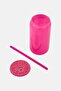 Glass Sipper Beaded PP Lid With Straw 450 ml, Pink - 2