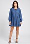 Women Chambray Mini Dress, Blue - 2