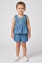 Toddlers Girl 2 Pcs Embroidered Dress With Shorts Set, Light Blue
