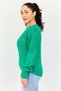 Women Crew Neck Knitted Long Sleeve Sweater, Green - 2