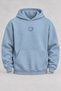Oversize Minimalist Coffee Cup Printed Hooded Baby Blue Sweatshirt