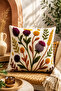 Set of 4 Floral Decorative Throw Pillow Covers 43X43 Cm, 3D Effect Digital Printed - Autumn Throws - 4