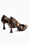 Rina Brown Pointed Toe Heeled Women's Shoes with Stone Accessories - 7