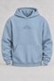 Oversize Minimalist Sun Printed Hooded Baby Blue Sweatshirt