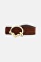 Women Textured Reversible Leather Belt, Brown