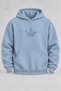 Oversize Minimalist Origami Printed Hooded Baby Blue Sweatshirt