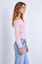 Women's Dusty Pink Boat Neck Soft Textured Knitwear Sweater - 4