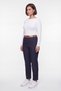 Women's Navy Blue Seasonal High Waist Belted Denim Trousers with Jacron Label and Accessories - 2