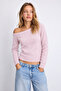 Women's Dusty Pink Boat Neck Soft Textured Knitwear Sweater - 3