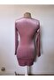 Women's long sleeve double-breasted asymmetrical hem velvet mini dress - 5