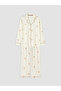 Özmarka New Season Ecru Shirt Collar Patterned Women's Pajama Set - 5