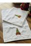 2-Piece White Cotton Embroidered New Year's Hand Towel Set 30*50cm - 4