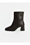 Ozmarka New Season Brown Zippered Square-Toe Thick-Heeled Women's Boots - 2