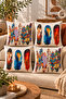 Set of 4 Bohemian Ethnic Feather Motif Decorative Throw Pillow Covers 43X43 cm |   Colorful Digital Printed Living Room Pillowcase Set