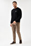 Black Crew Neck Regular Fit Cotton Basic Sweatshirt - 8