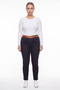 Women's Black Winter High Waist Belted Pocket Accessory Detailed Denim Trousers