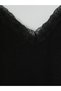 Lcw Dream Black V-Neck Rope Strap Women's Satin Nightgown - 7