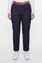 Women's Navy Blue Seasonal High Waist Belted Denim Trousers with Jacron Label and Accessories - 3