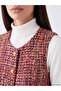 Ozmarka New Season Red Patterned Belted Women's Tweed Vest - 3