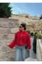 Red Vera Balloon Sleeve Bomber Jacket - 4