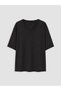 Two Mt Shop Quality Lcw Curve Black Plain Loose & Loose Long Sleeve Women's T-Shirt - 3