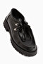 Trudy Black Lace-Up Thick Sole Women's Loafer