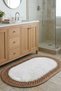 Luna Series Plush Textured Oval Mat 50X80 cm - Non-Slip Washable Bathroom Mat with Jute Edges - 2