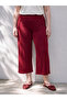 Vizyon New Season Burgundy Large Size Women's Capri with Elastic Waist - 2