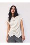 Asymmetrical Draped Short Sleeve Knitwear Blouse - 2