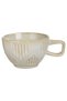 Grey Brown Ceramic Cup with Line Pattern & Square Handle 400ml