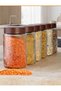 6'Li 1000 ml Plastic Lid Striped Glass Jar Set – Premium Design, Striped Detail, and Modern Food Storage Jar - 2
