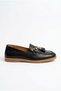 Heter bow buckle genuine leather women's shoes black skin - 7