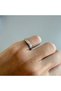 Matte Silver Little Finger Ring with Embedded Stone - 3