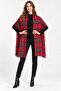 Women's Plaid Patterned Soft Textured Tasseled Knitwear Shawl