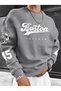 Boston Detail Printed 2 Thread Crew Neck Oversized Sweatshirt