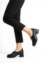 Junas mid-heel, low-profile, genuine leather women's shoes - black leather - 6