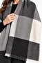 Women's Plaid Patterned Soft Textured Tasseled Knitwear Shawl - 3