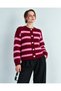 Women's Burgundy Pink Striped Ultra Soft Cardigan - 4