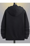 Men's Black Winter Hooded Zip-Up Fleece-Lined Sweatshirt Jacket - 2