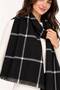 Women's Plaid Patterned Soft Textured Tasseled Knitwear Shawl - 4