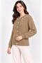 Women's Pearl Detailed 7-Button Crew Neck Feathered Knitwear Jacket - 6