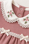 Baby Girl Set - Romper Set with Floral Embroidery and Lace Collar, 2-Piece Beanie Romper Set - 3