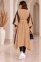 Women's Double Color Belted Oversize Long Knitwear Kimono Cardigan - 4
