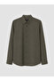 Özmarka New Season Khaki Regular Fit Gabardine Men's Shirt - 5