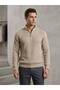 Men's Beige Half-Zip Turtleneck Thessaloniki Knitwear Sweater - 3