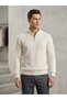 Men's Cream Color Half-Zip Turtleneck Thessaloniki Knitwear Sweater
